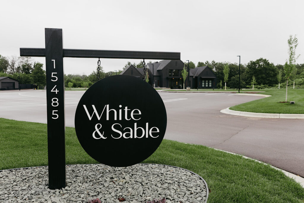 white and sable wedding